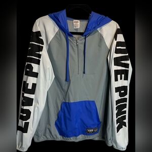 Blue and Gray LOVE PINK Windbreaker